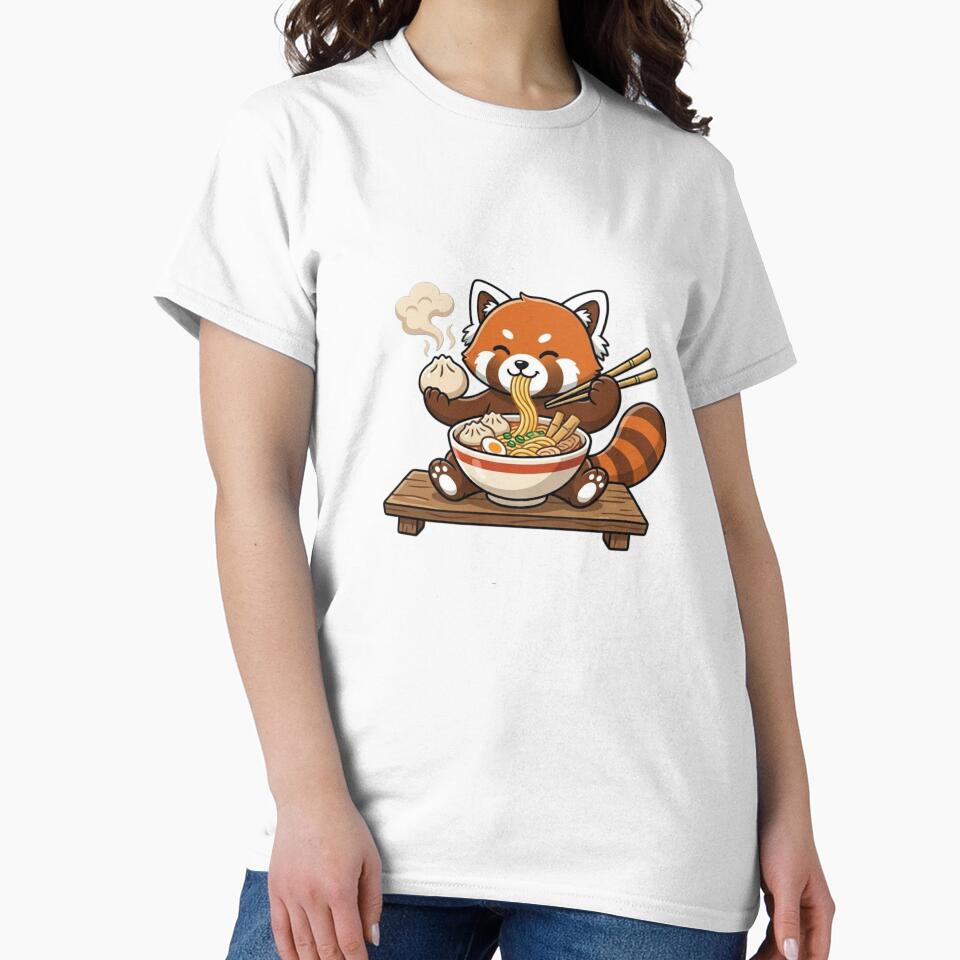 Cute Red Panda Eating Ramen – Kawaii Ramen Lover Foodie Animal Design by snaperos