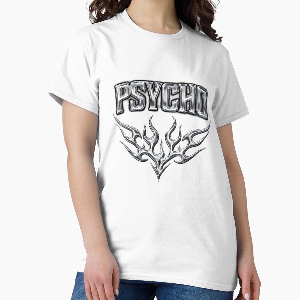 PSYCHO Chrome Tribal Y2K Aesthetic – Edgy Grunge Design by Pickmash