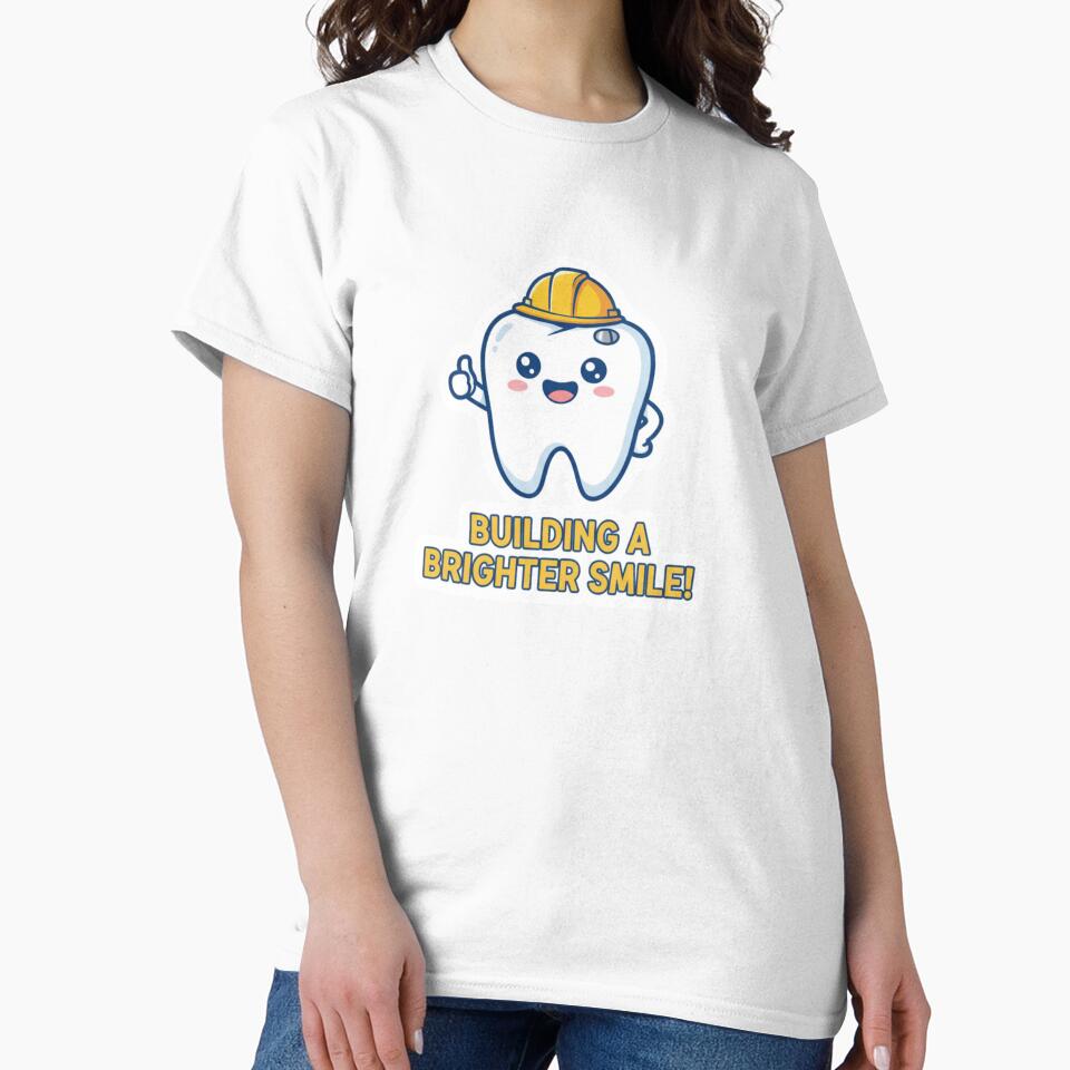 Cute Building a Brighter Smile Construction Tooth Dentist Gift by bvdesignart
