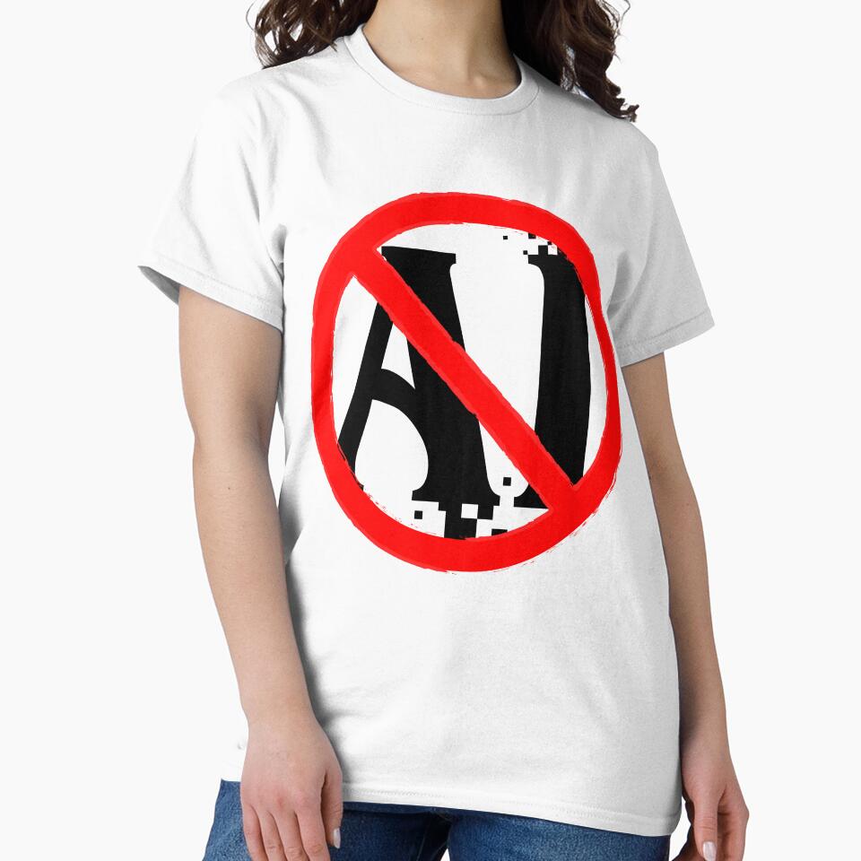 say NO to AI art | anti-ai artist art digital | left leftist lefty generated cross banned bad by politeillusts