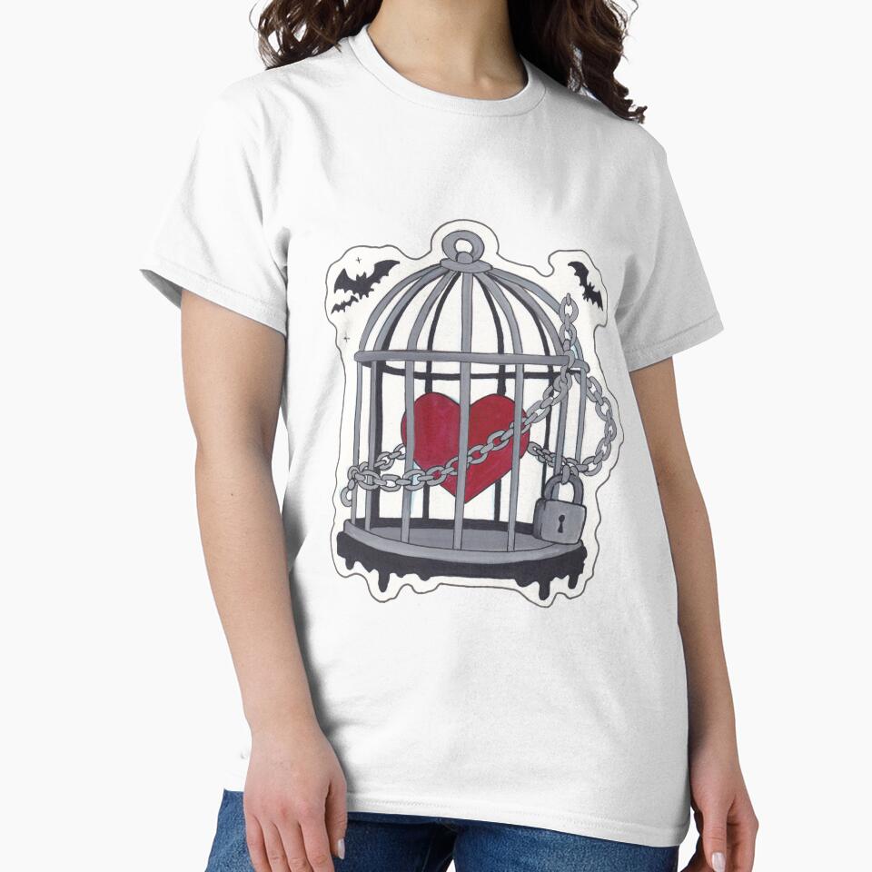 Caged Heart Pastel Goth Art — Chained Heart & Bats Dark Romance Print by Darkfully-Done
