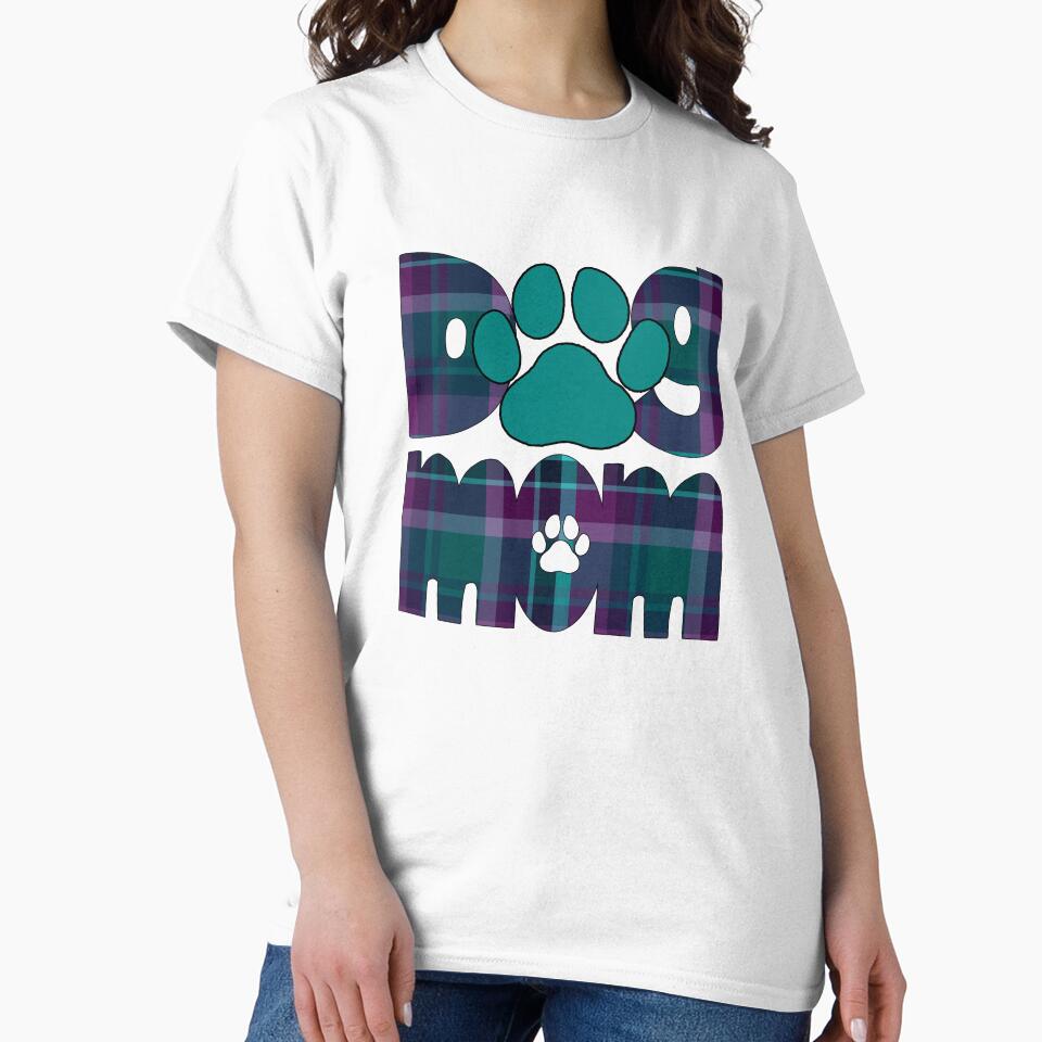 Dog Mom Purple Blue Turquoise Teal  Plaid by HeidiMyersArt