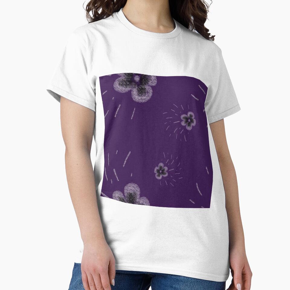 Flower flora stroke simple sketch violet pattern by Yana Mustafina | Boho Soulful Designs