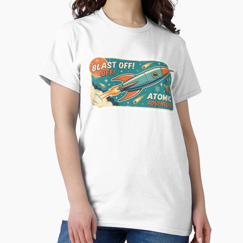Retro 50s Atomic Space Rocket Sticker by Strip to Stick
