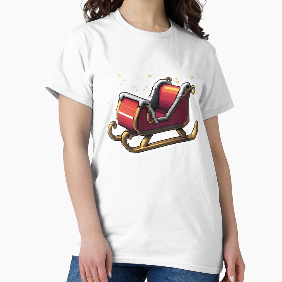 Cute Pixel Santa Sleigh with Golden Runners by BankMano