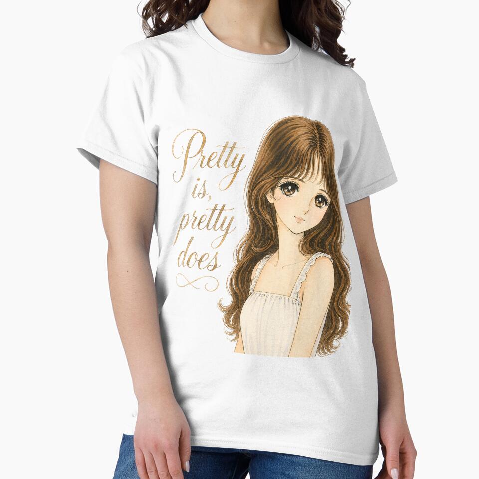 Pretty Is Pretty Does Coquette Anime Girl Design | Vintage Manga Aesthetic by Bara Lune Design