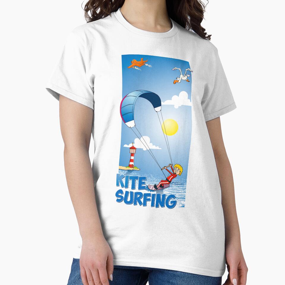 Funny kitesurfing cartoon style illustration by Stef Ringoot, cartoons and illustrations
