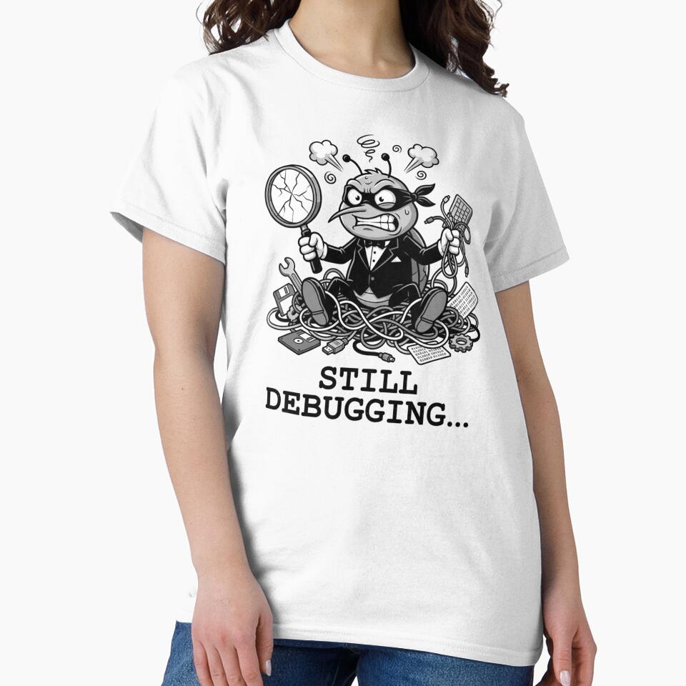 Still Debugging Angry Turtle Funny Mascot for Tech Professional by chattsuede