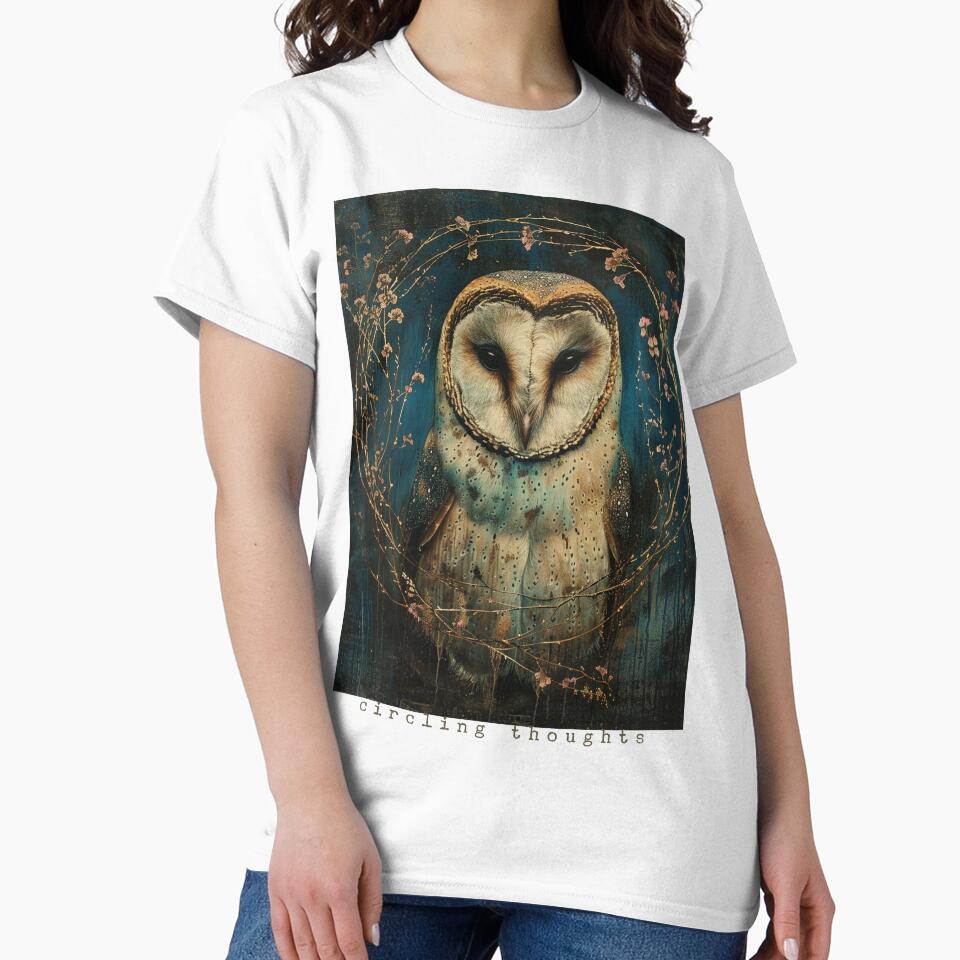 Circling Thoughts – Painterly Owl with Botanical Elements by Neurodelic
