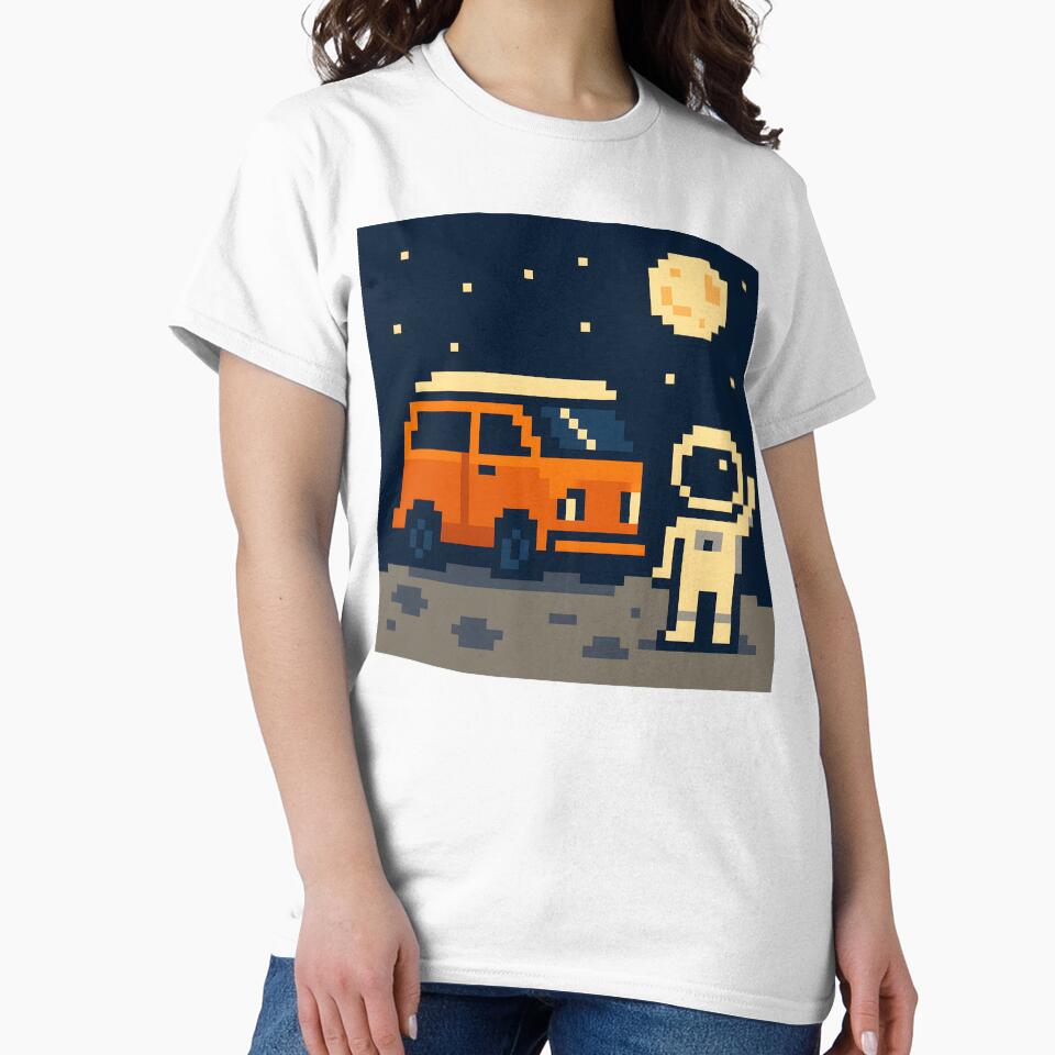 Orange Space Van & Astronaut – Minimal Pixel Art by MisterHelmut