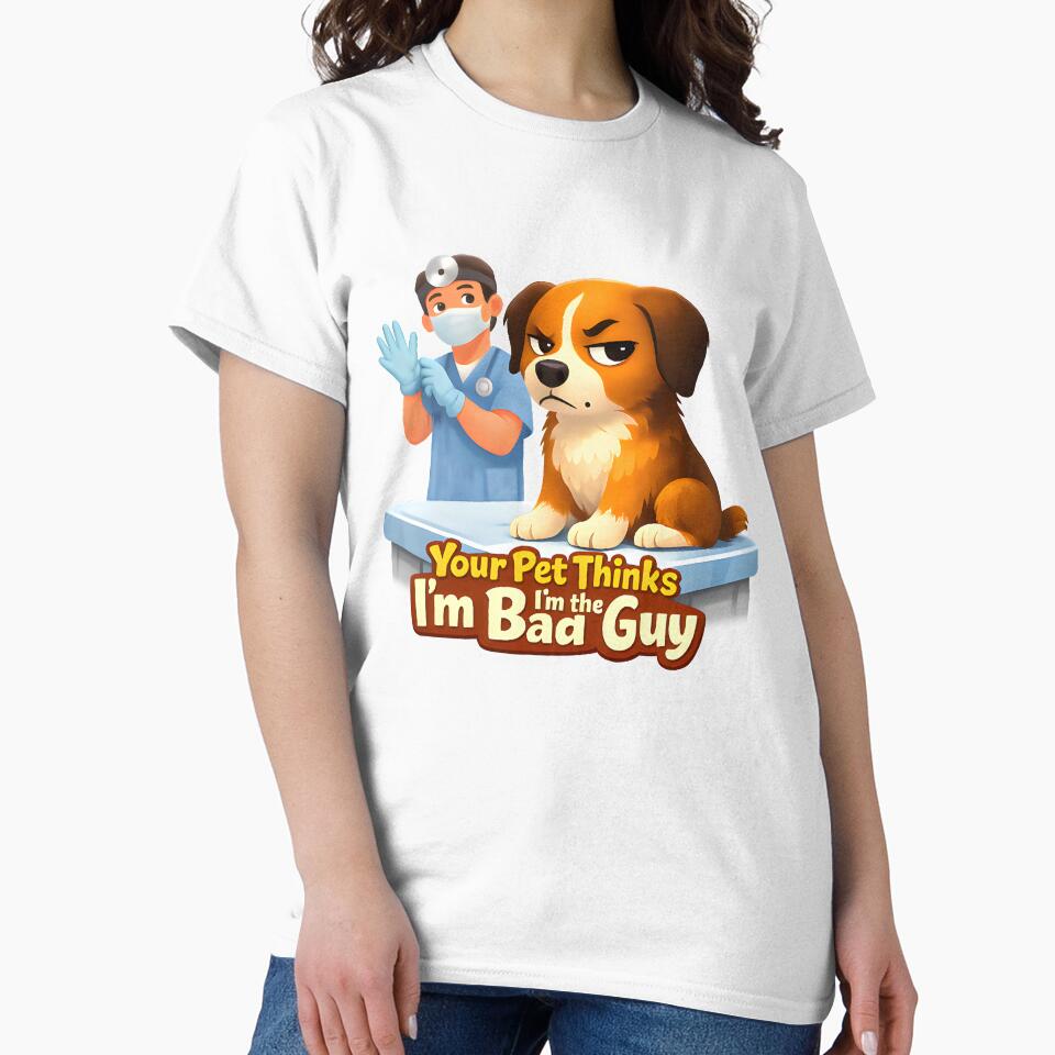 Your Pet Thinks I’m the Bad Guy – Funny Veterinary Humor Dog Illustration by Bettybee00