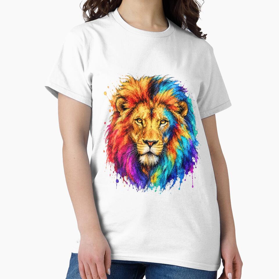 Colorful Lion Watercolor Art – Majestic Wildlife Portrait Illustration by ColorSplash123