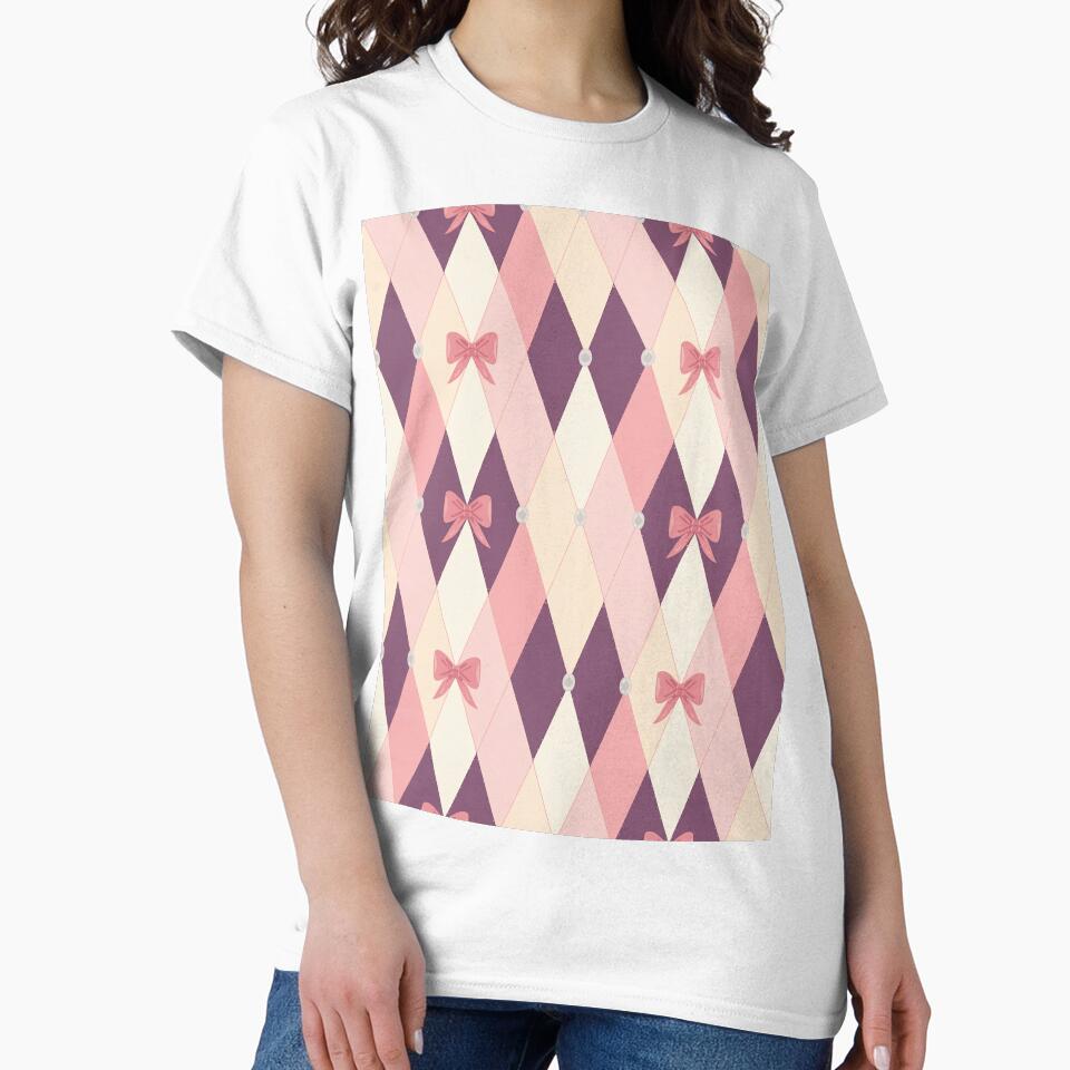 Coquette Argyle Bow Pattern | Pastel Pink Preppy Seamless Coquette Design by Tamas Das