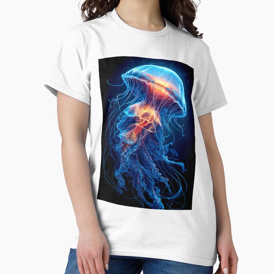 Bioluminescent Jellyfish – Glowing Ocean Creature Neon Art by JackrabbitPub