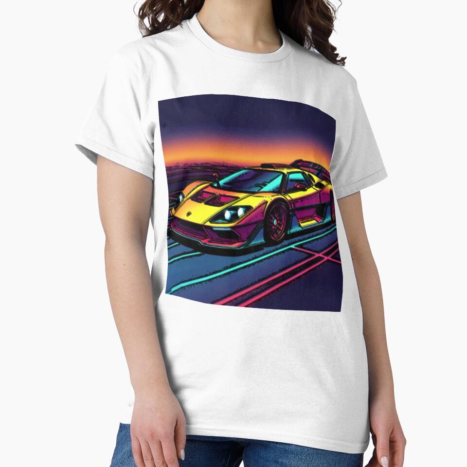 Retro Synthwave Supercar Sunset | Neon Vaporwave Sports Car | Outrun Aesthetic | Futuristic Car Wall Art by Nexus Space