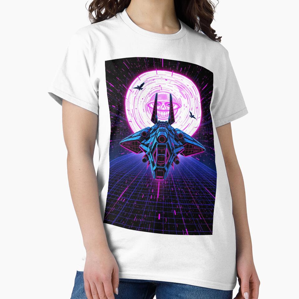 Synthwave Spaceship - Retro Neon Space Art by dosuki Store