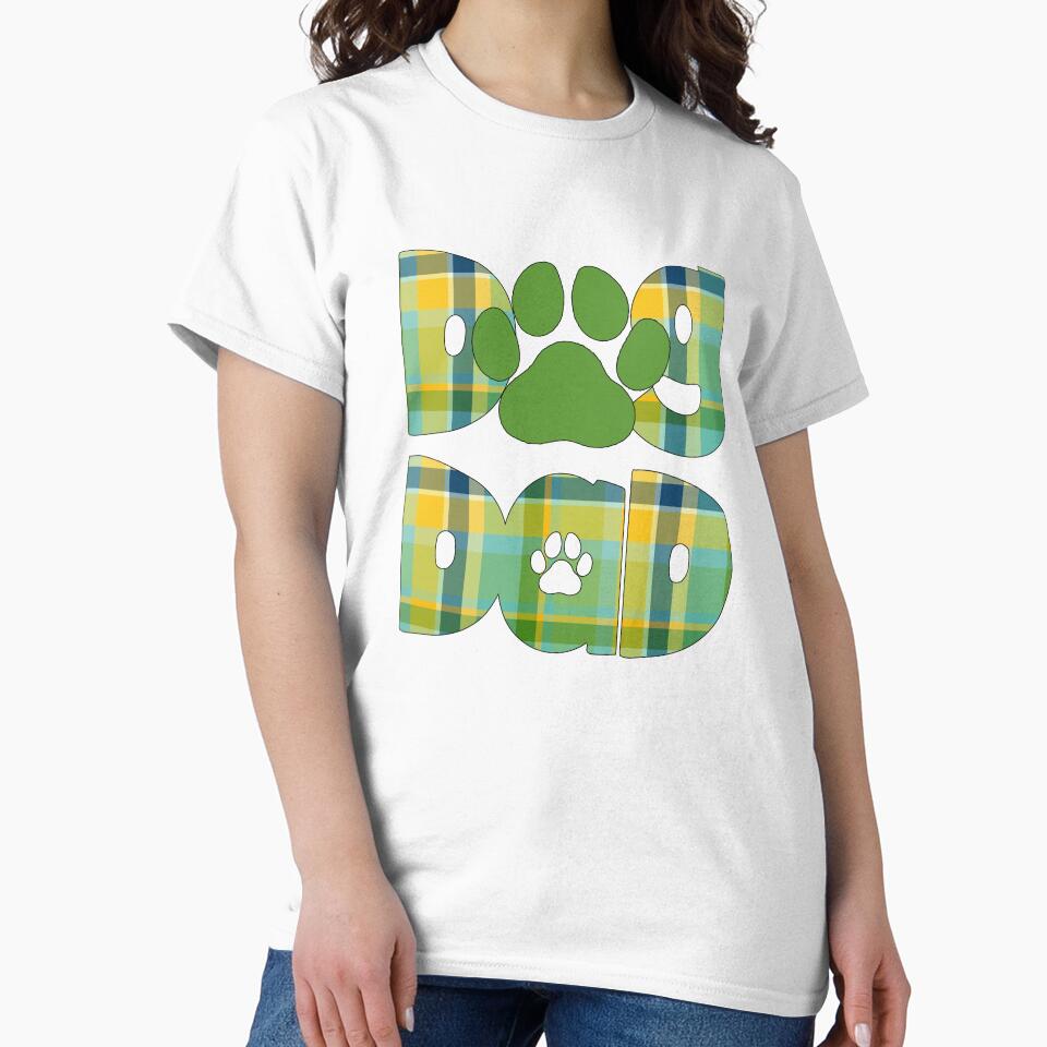 Dog Dad Green Blue Yellow Plaid by HeidiMyersArt