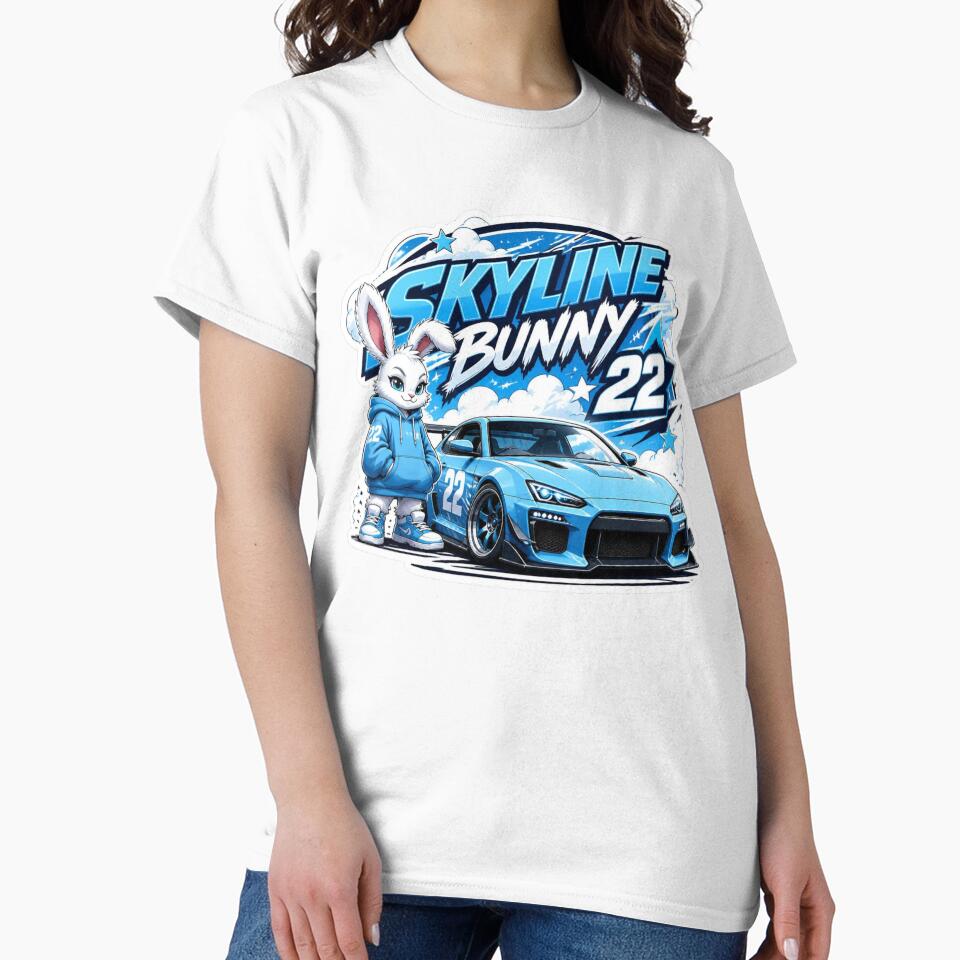 Skyline Bunny Cute Racing Sticker PNG | Original Bunny Car Mascot | Kawaii Streetwear Graphic | Sports Car Vinyl Decal by Stylestickers55