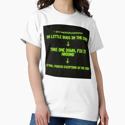 99 Bugs in the Code Funny Programmer T-Shirt | Null Pointer Exception Dev Humor | Retro Terminal Coding Gift for Developers by Noctavia07