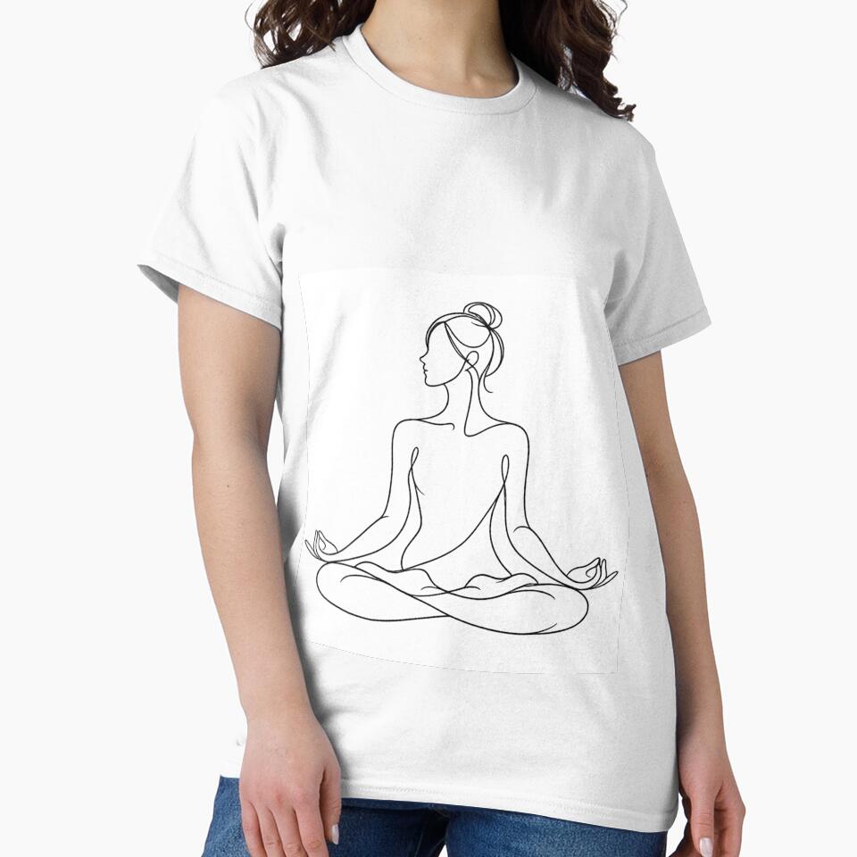 Lotus Pose Yoga Minimal Line Art by BlairWynne