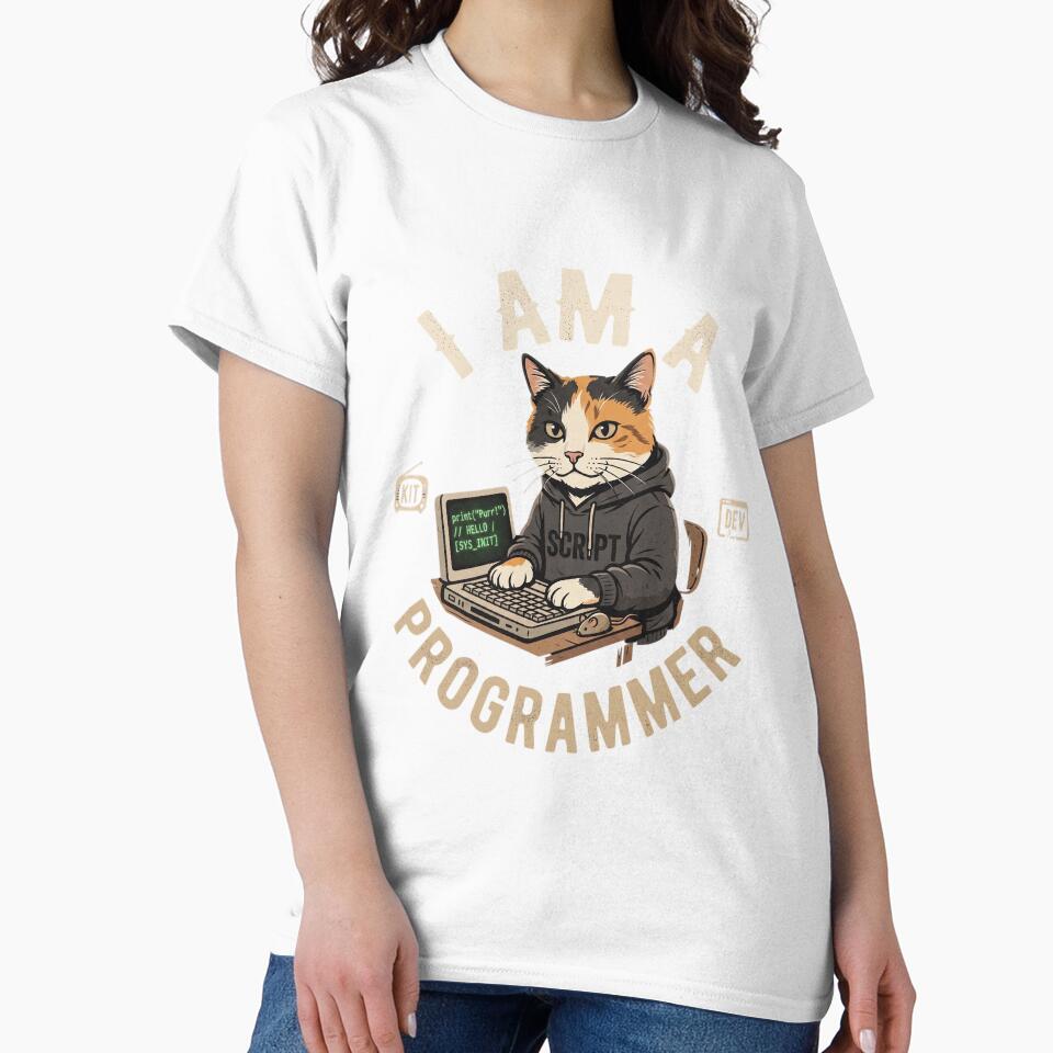 Funny Programmer Cat Coding Retro Hoodie Design by CrystalMineArts