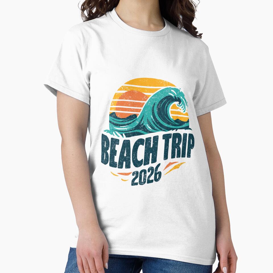 Beach Trip 2026 Retro Sunset Wave Summer Adventure Group Design by StickerHavenn