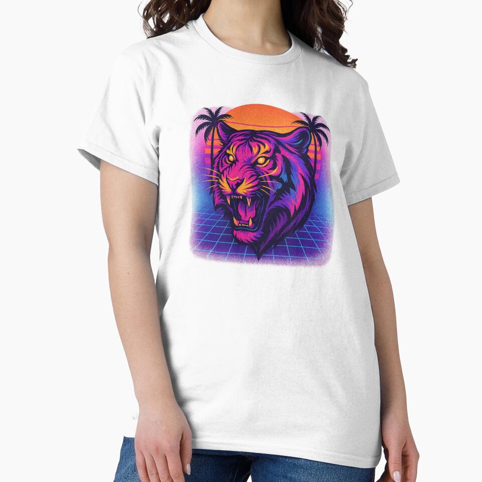 Neon Sunset Tiger – Retro 80s Vibe by derb darb