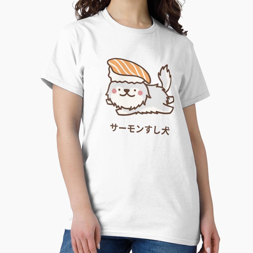 Cute Dog, Manga Dog,  Salmon Sushi Dog, Kawaii Manga dog, Gift for Anime Lover, Gift for Sushi Lover by famington