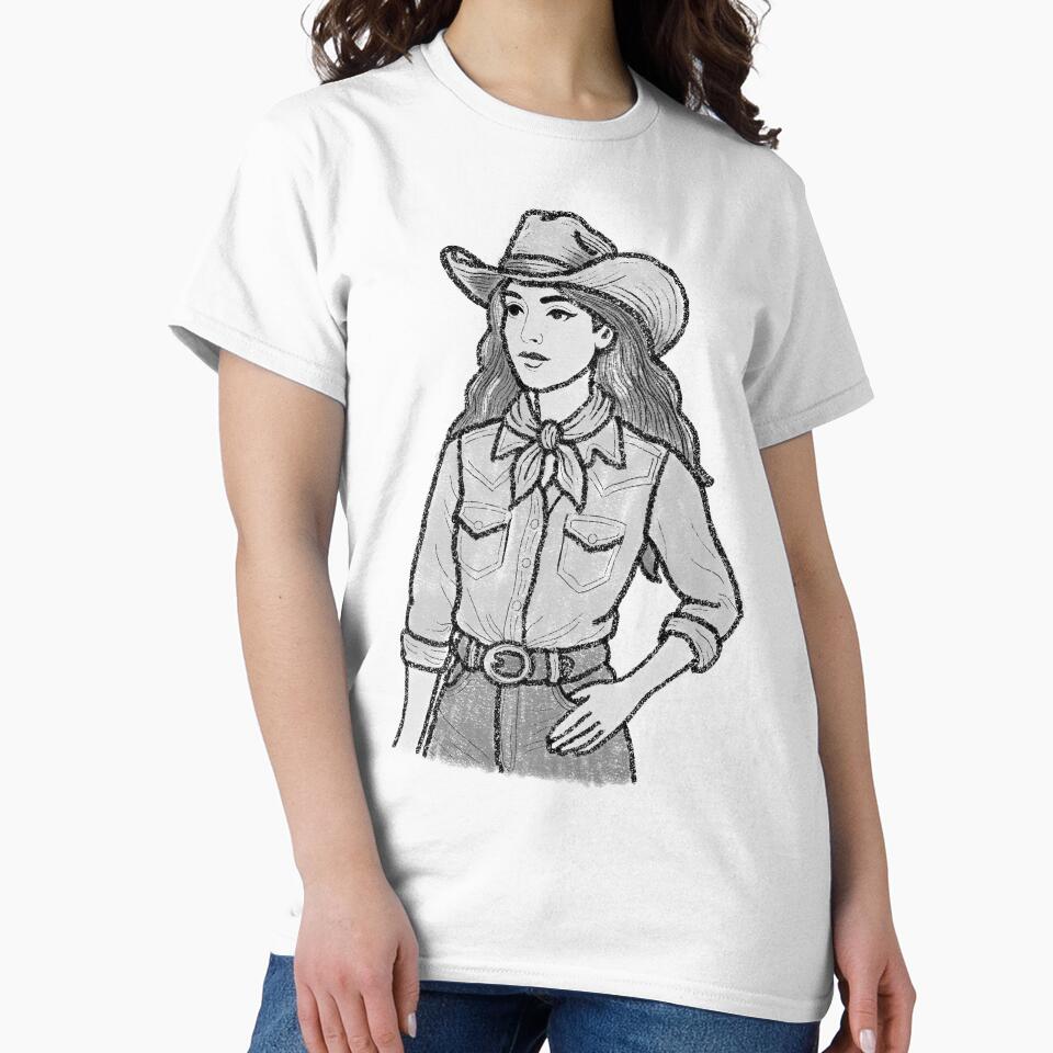 Vintage Cowgirl Portrait – Retro Western Illustration by LaPolilladPapel