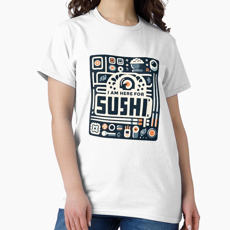 I Am Here for Sushi – Minimalist Cubic Art for Sushi Lovers by OzzFrequency