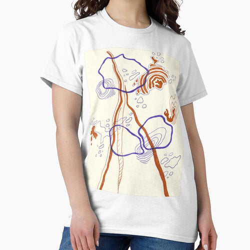 "Water Shapes" Abstract Bronze and Blue Line Color Messy Doodle by BOKEbyTC