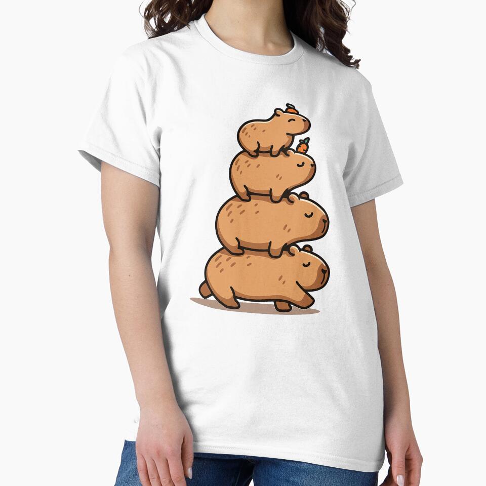 Stack of Cute Capybaras with Fruits on Their Heads by ArtfulWeave