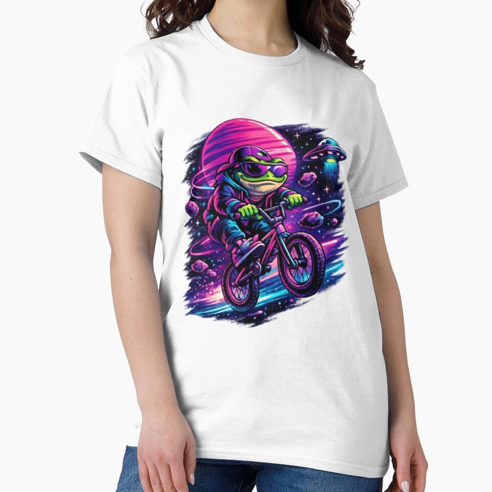 Frog on a bicycle in space by FroggyOnly
