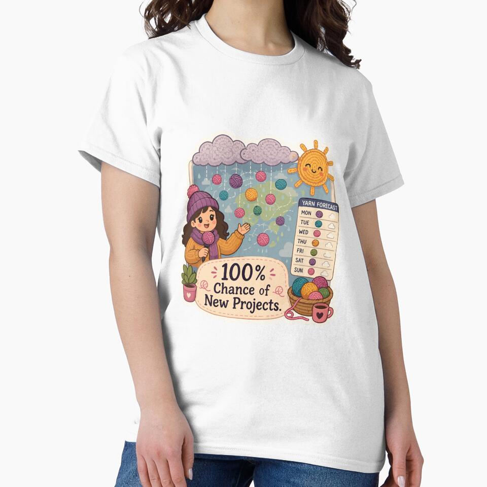 100% Chance of New Projects Funny Knitting Weather by SimplePoDesign