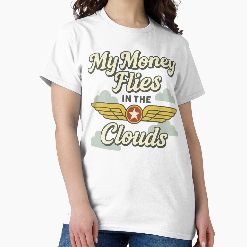 My Money Flies in the Clouds – Retro Aviation Design by Meandmyshop