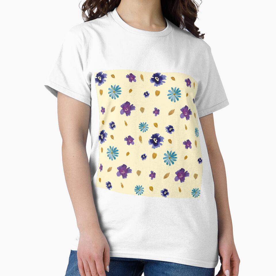 Viola daisy peony petal beige pattern watercolor by Yana Mustafina | Boho Soulful Designs