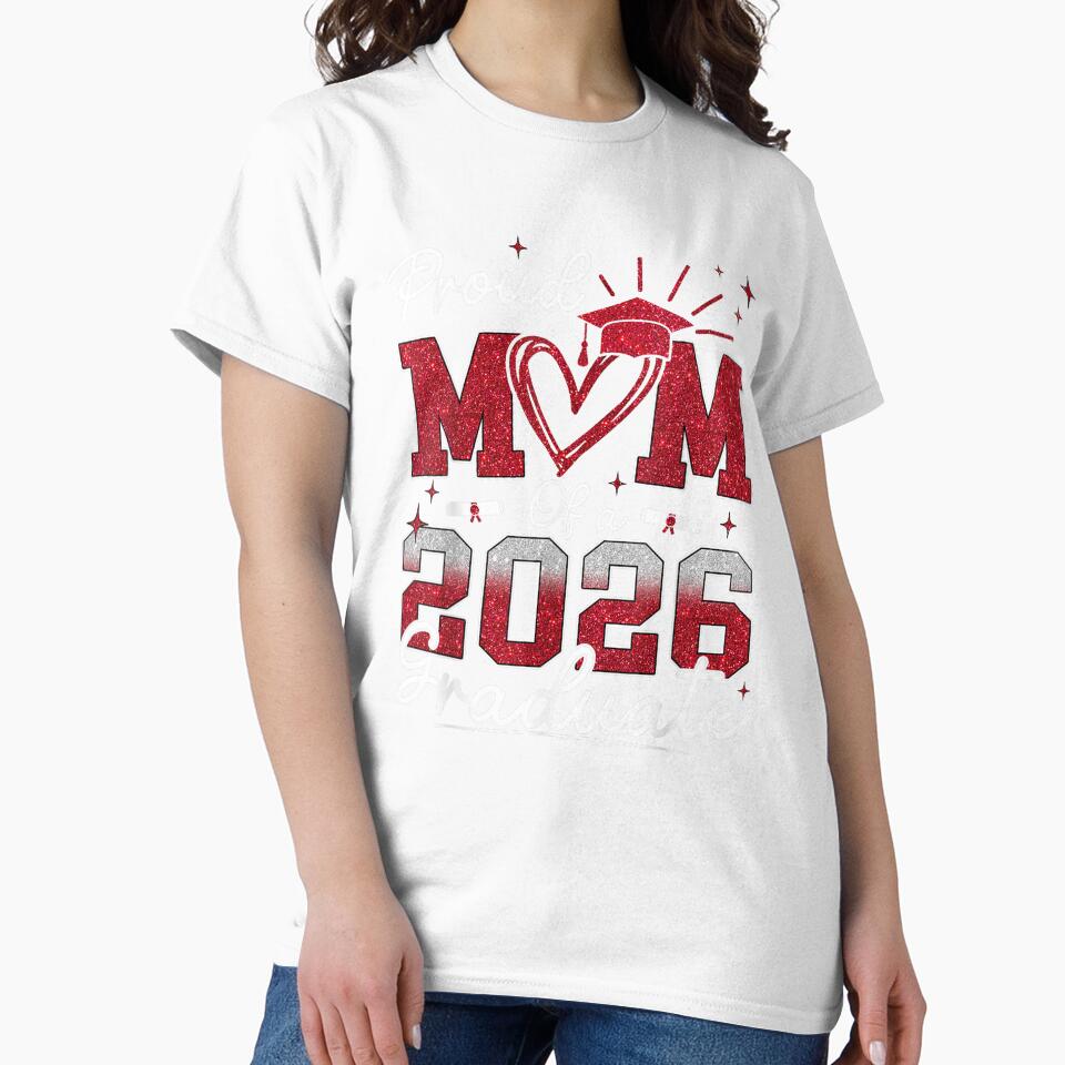 Proud Mom of A 2026 Graduate Senior Graduation Retro Design by kiralynstration