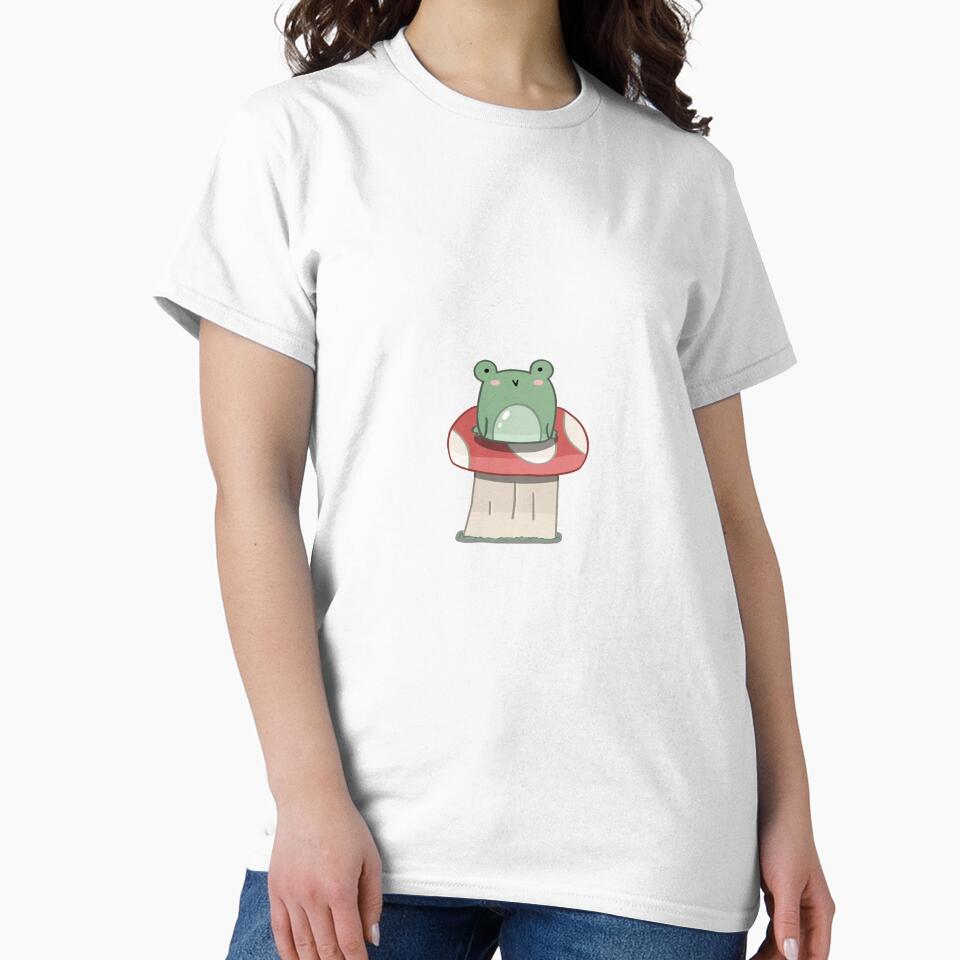 Cute Green Frog on Red Mushroom by Fructure