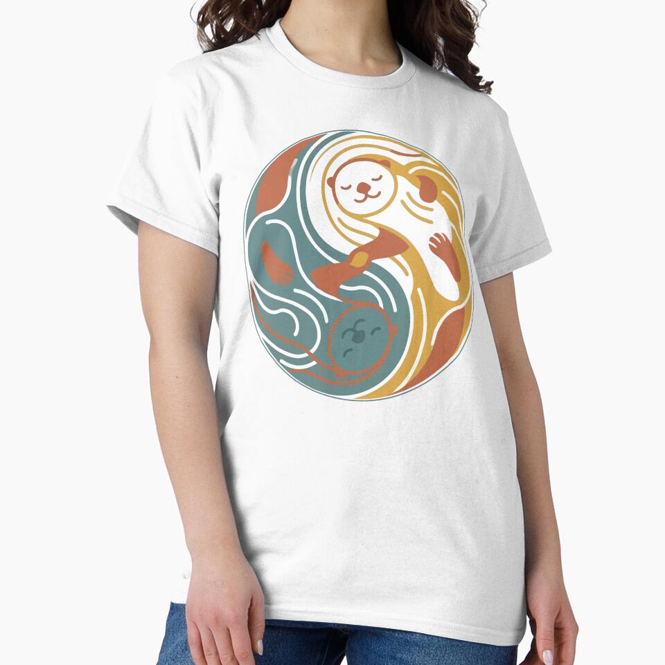 Boho Minimalist Sea Otters Yin Yang Water Flow by Arc2020
