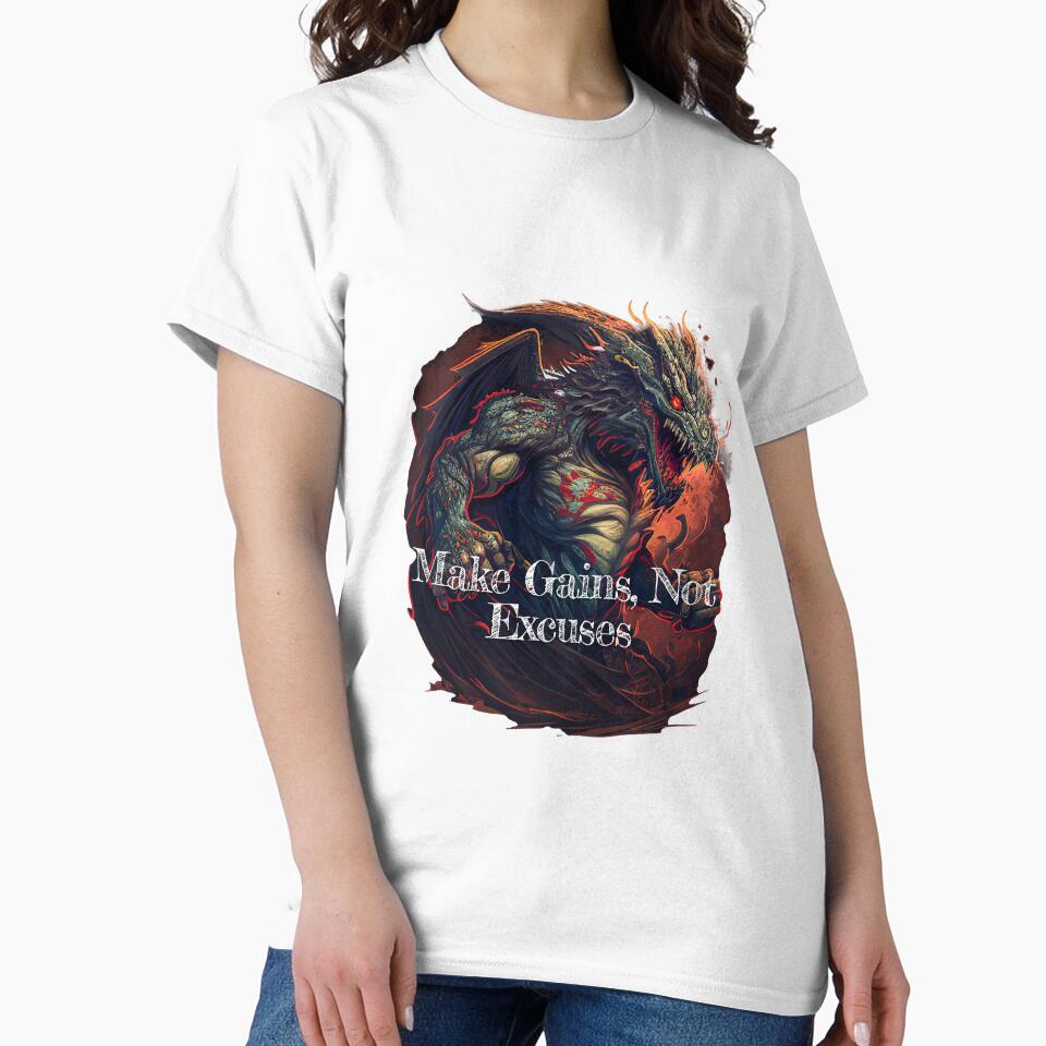 Make Gains, Not Excuses Bodybuilding Fitness Gym Workout Exercise Merch Print Design by tengamerx