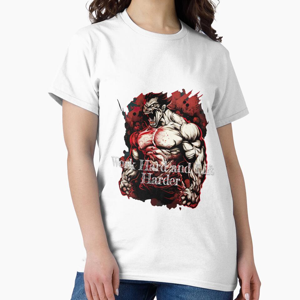 Work Hard and Lift Harder Bodybuilding Fitness Gym Workout Exercise Merch Print Design by tengamerx