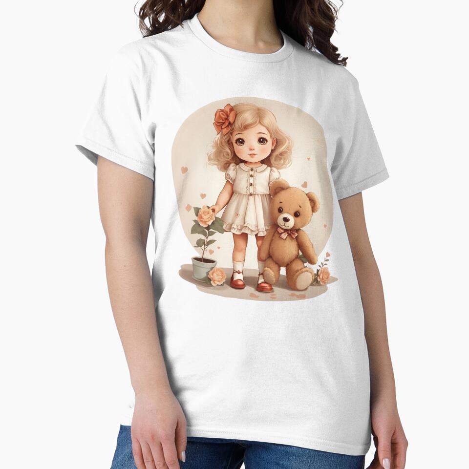 Girl and Teddy Bear by Neranchara