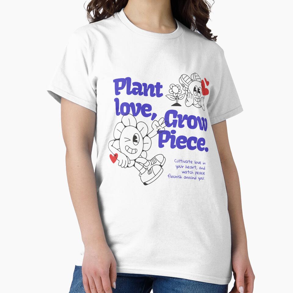 Blue Doodle Plants | Hand‑Drawn Botanical Graphic Tee by Shadow Line Studio