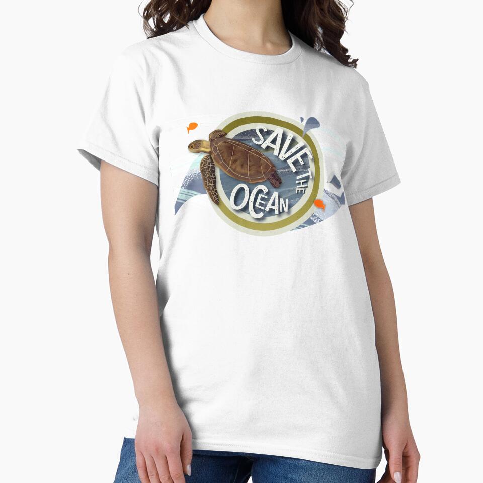 Save our Oceans - Cute turtle save the seas range for wild open water swimmers - Caroline Laursen Original by Caroline Laursen