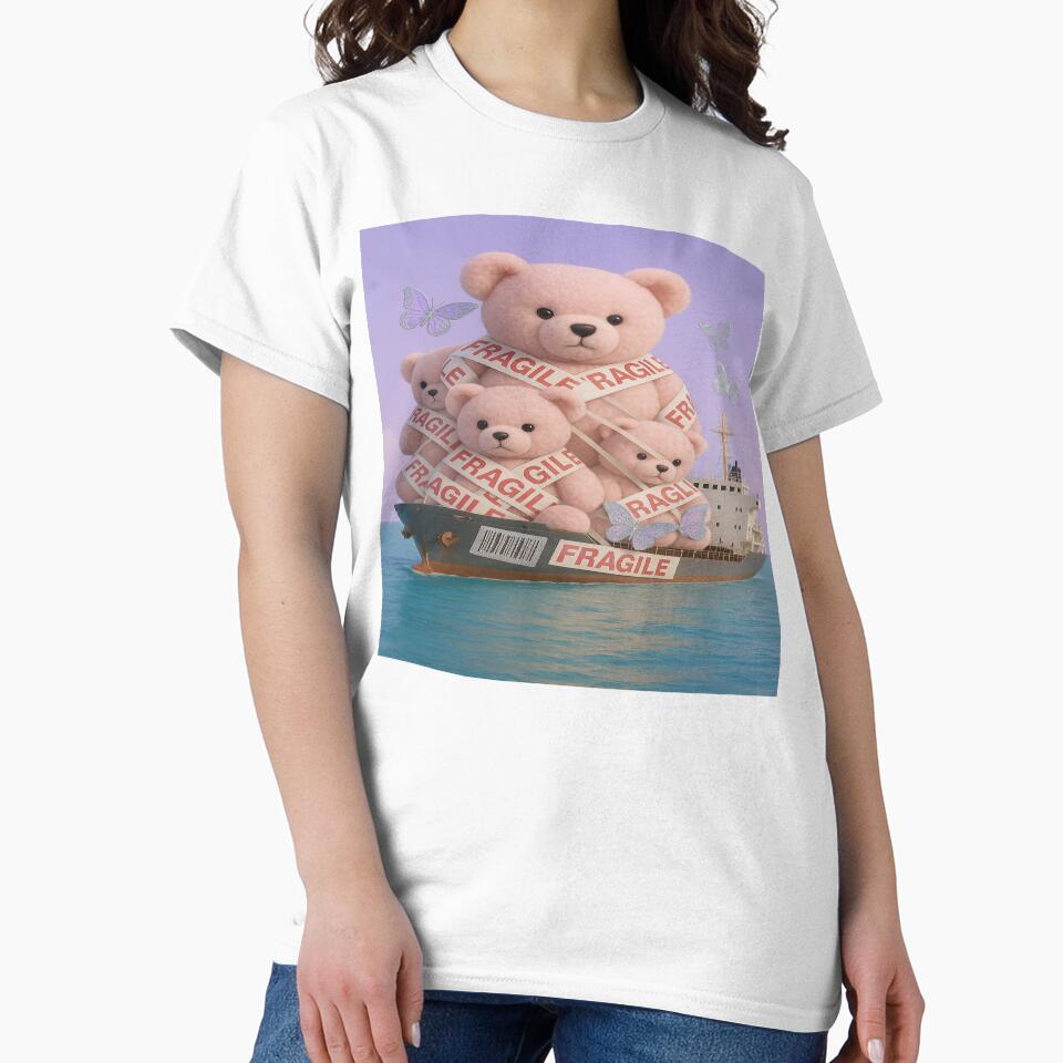 Teddy Exports — Fragile Cargo Maximalist Y2K Collage Toycore Parody Art by POD DYNASTY | Original Print On Demand T-Shirt Graphics