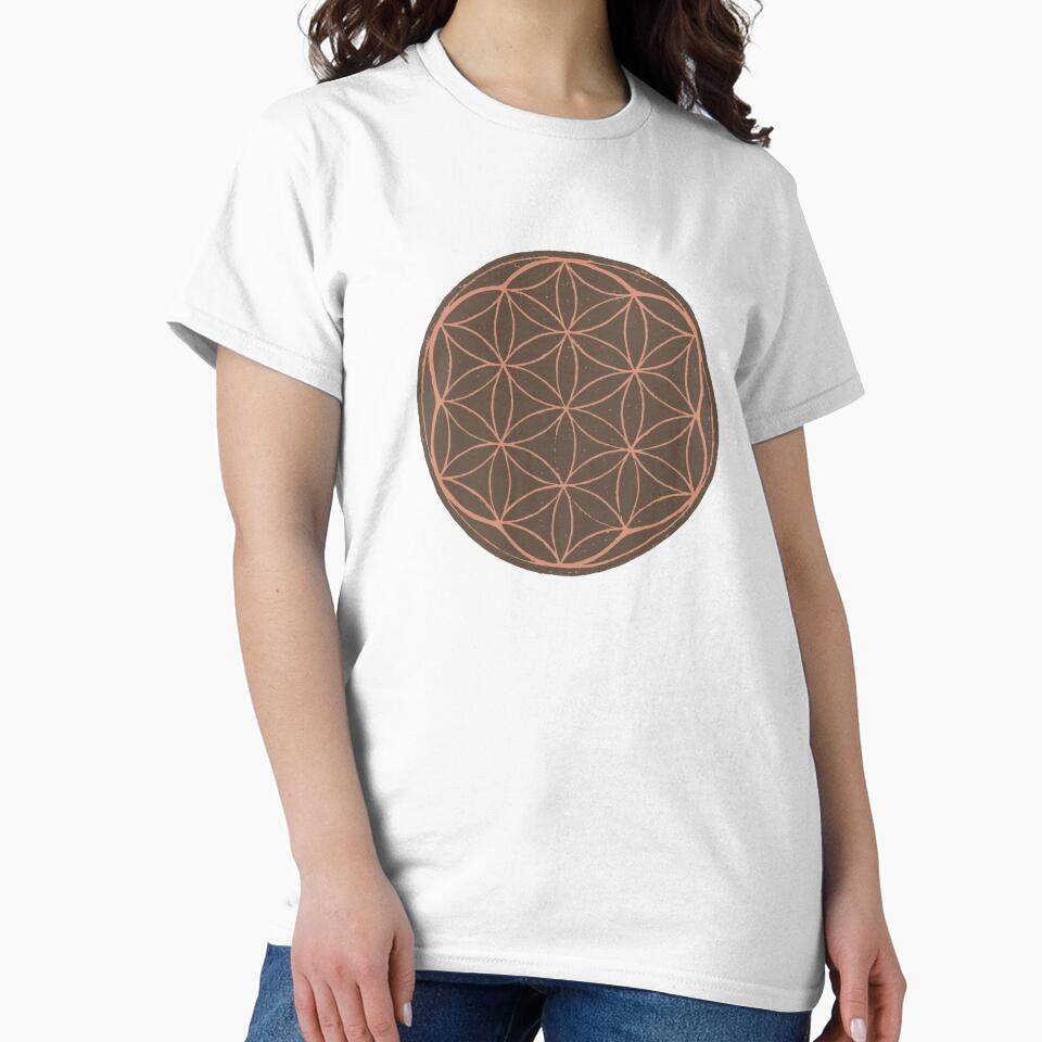 Flower of Life Linocut - Earth + Coral by Irene Estelle