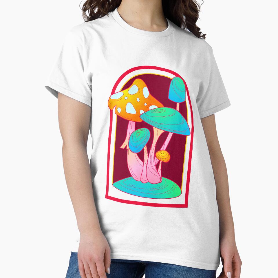 Trippy Neon Mushroom Arch Psychedelic Retro Rave Festival Glow Vintage Art by DERA RAY