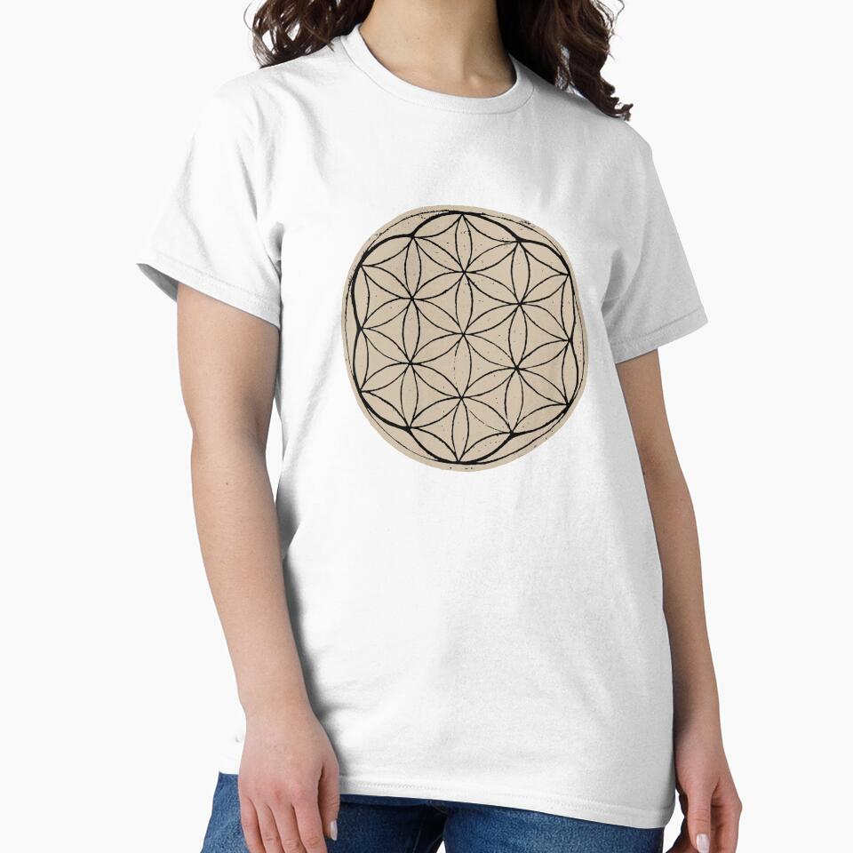 Flower of Life Linocut - Dove + Coal by Irene Estelle