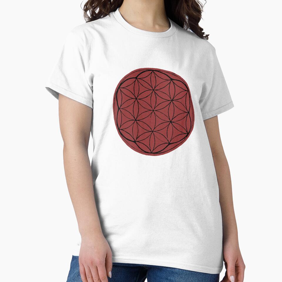 Flower of Life Linocut - Ruby + Coal by Irene Estelle