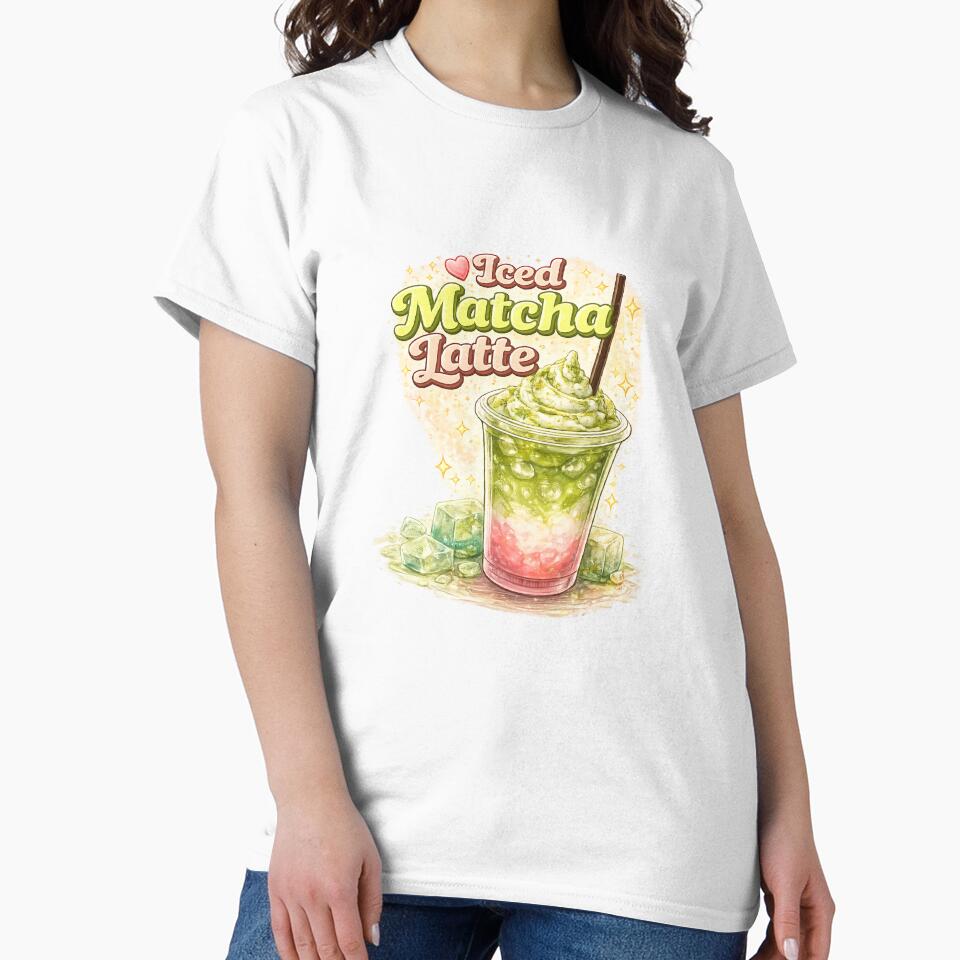 Iced Matcha Latte – Cute Kawaii Green Tea Drink Art by Sweet shop